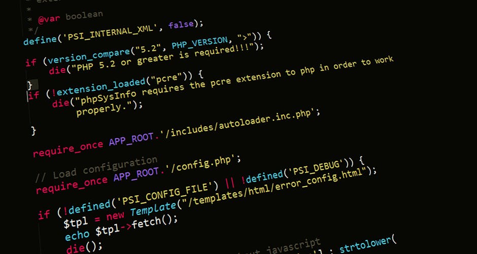PHP coding background representing fintech digital security